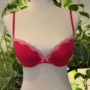 Victoria's Secret Red and Pink Lace Bra